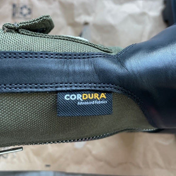 Moncler 10US/43 Military Green Konture Leather Cordura Combat Pocket Ankle Boots - Picture 9 of 11